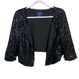 American Eagle - Black Sequin Bolero Jacket - M